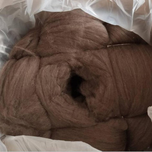 Carded Yak Wool Tops Dark Brown