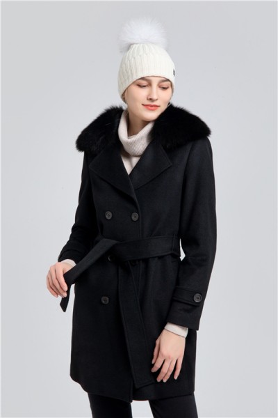 Cashmere Hat with Fox Fur Pom MK7549