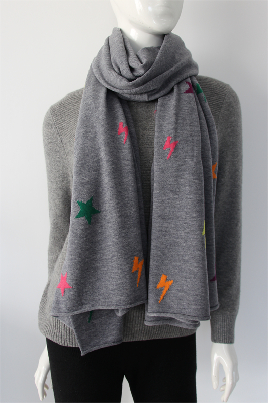 Colorful embroidered pattern pure cashmere scarf