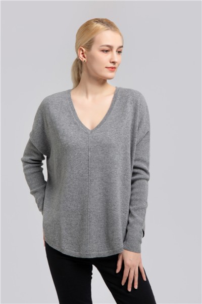 V-neck cashmere pullover for women