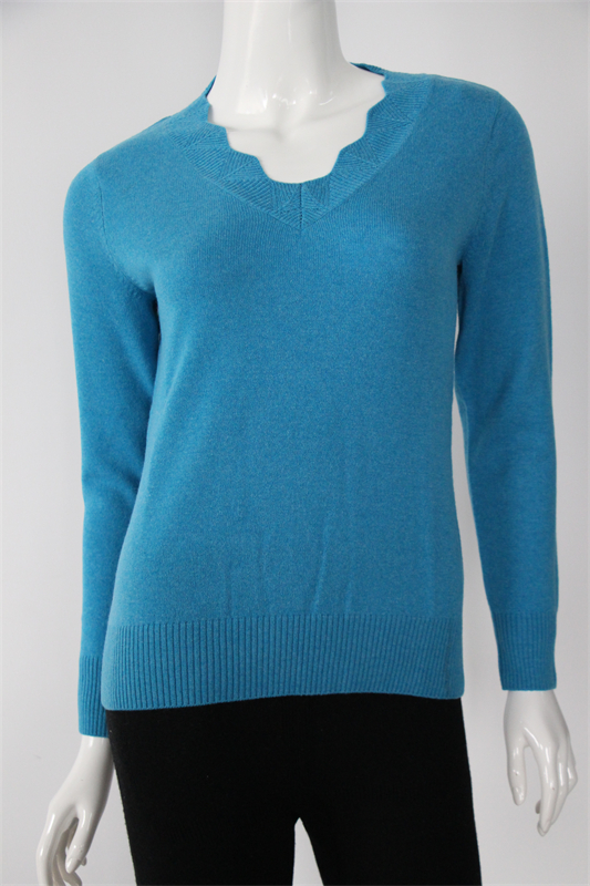 V-Neck Cashmere Sweater with Knitted Lace