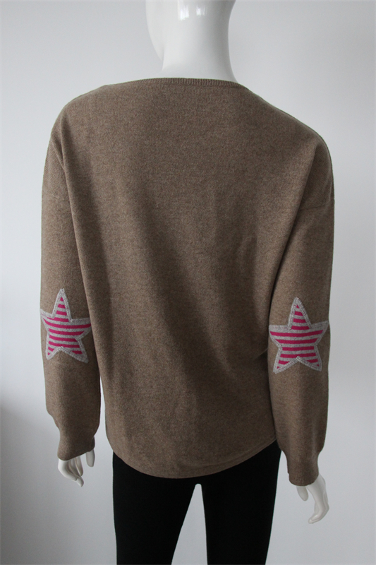 Cashmere Sweater with Star-Shaped Elbow Patches