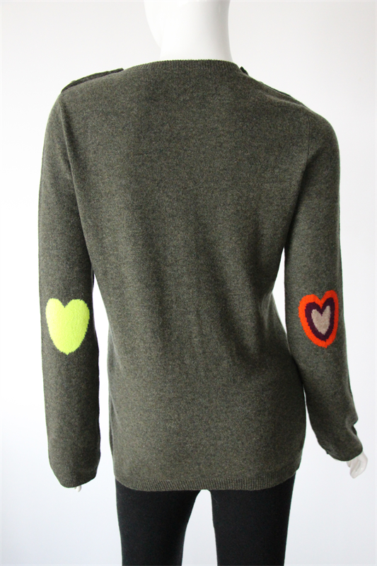 Cashmere Jumper with Intarsia Elbow Details