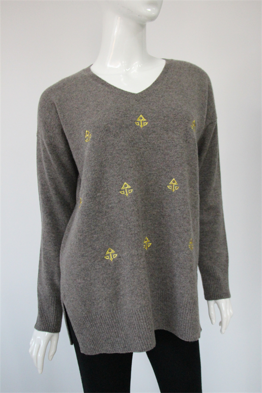 Ornate Embroidered Cashmere Sweater