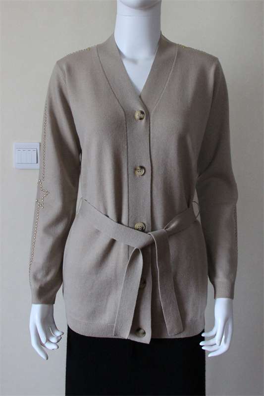 Merino Wool Belted Front Cardigan