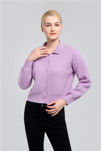 Fashion Cable Knitted Cashmere Cardigan, 129537