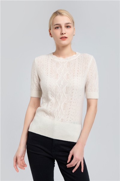 Fashion knitted Cashmere sweater with half Sleeves, 1210199