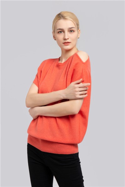 Short sleeve cashmere sweater, ELS709-1