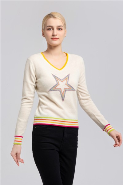 V-neck pullover with hot drill, AS-SALZ