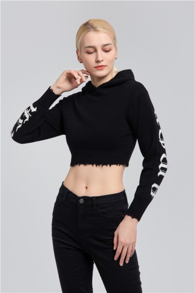 Letter intarsia hoody sweater  SFW-H02-K2