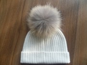 cashmere hat with fur pompom , SFA-701-2