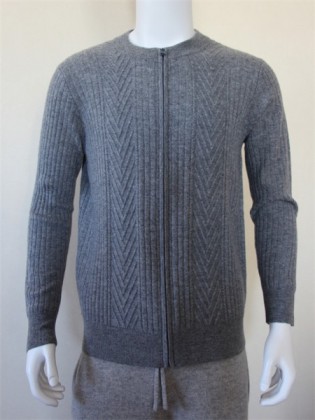 Men's full zip cashmere sweater, 24CF-09